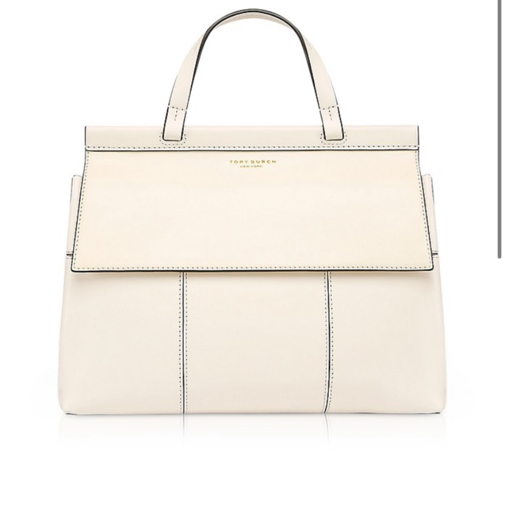 TORY BURCH Ivory Leather Top Handle Satchel Bag - Picture 2 of 7